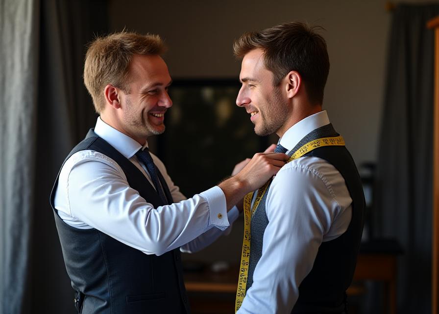 Sarto che prende le misure con precisione